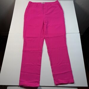 Fashion Nova Dress Pants Womens Large Hot Pink Straight Leg Pockets Office Work